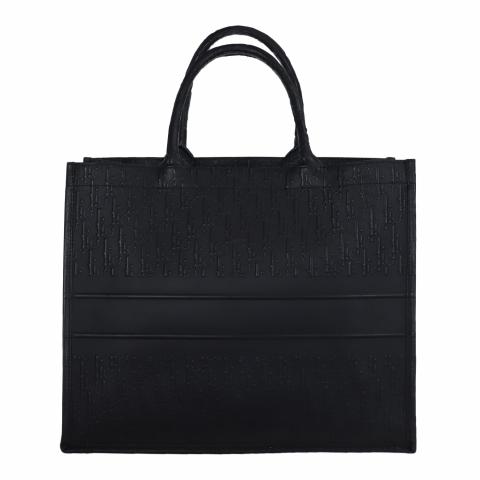 Sell Christian Dior Large Leather Embossed Book Tote Bag Black